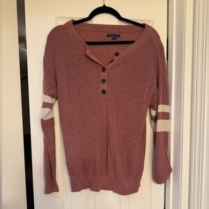 American Eagle Sweater Women M Blush Pink Preppy Pullover Sweatshirt Button